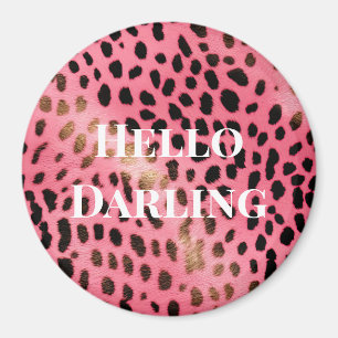 Rosa Black Leopard Print Abstrakt Magnet