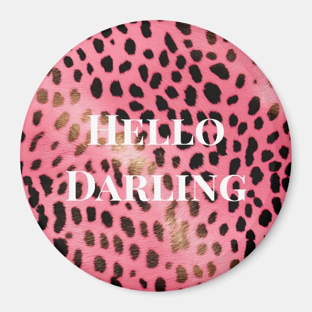 Rosa Black Leopard Print Abstrakt Magnet (Framsidan)