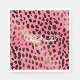 Rosa Black Leopard Print Abstrakt Pappersservett