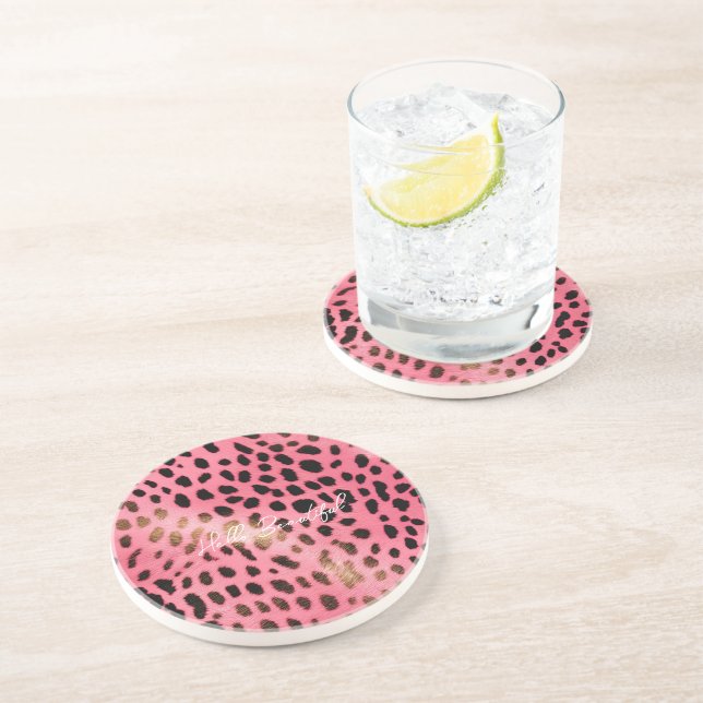 Rosa Black Leopard Print Abstrakt Underlägg (Sidan)