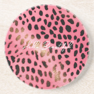 Rosa Black Leopard Print Abstrakt Underlägg
