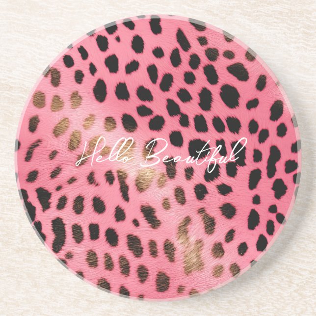 Rosa Black Leopard Print Abstrakt Underlägg (Framsidan)