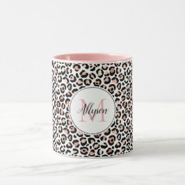 Rosa Black Leopard Print Monogram Mugg