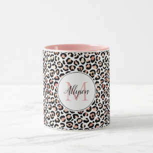  Rosa Black Leopard Print Monogram           Mugg