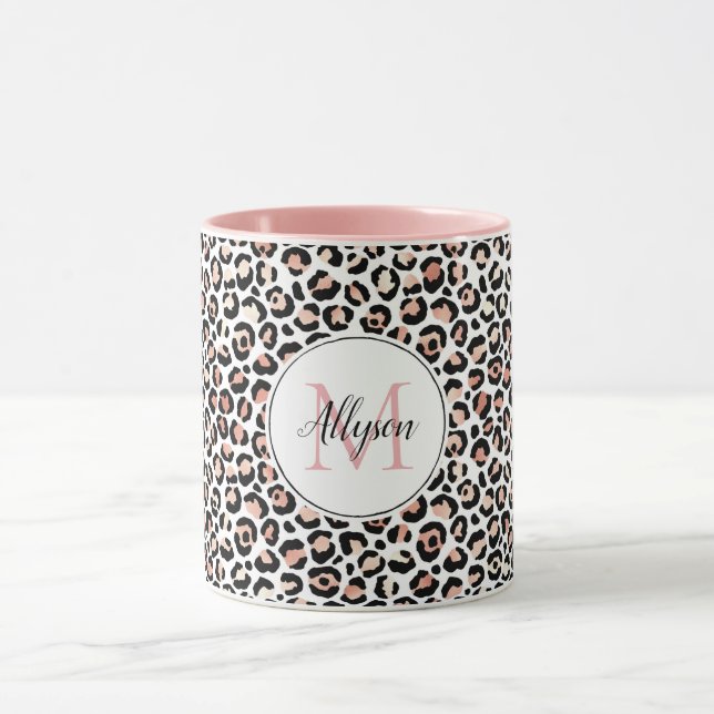  Rosa Black Leopard Print Monogram           Mugg (Center)