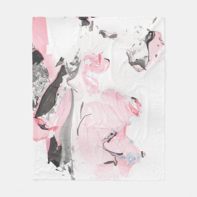 Rosa Black Marble: Hand plockade Fleecefilt (Framsidan)