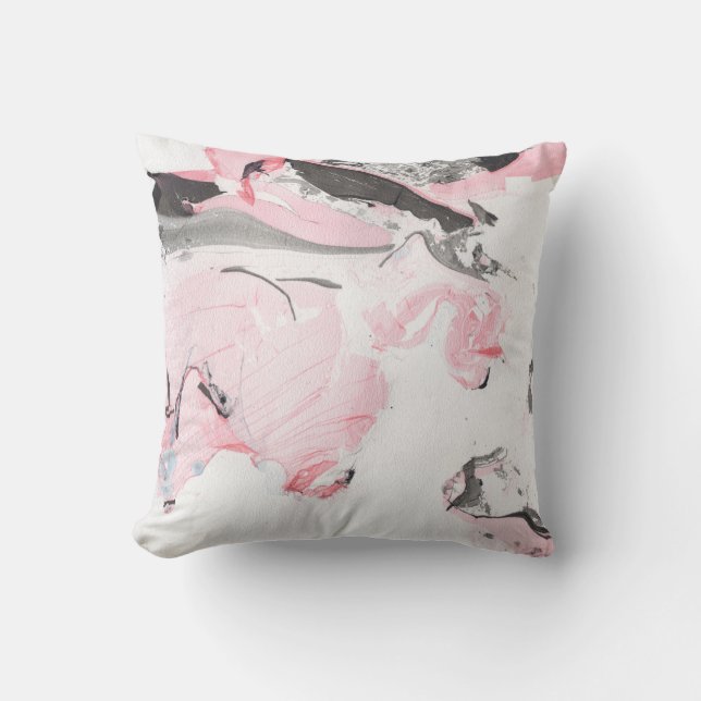 Rosa Black Marble: Hand plockade Kudde (Framsida)