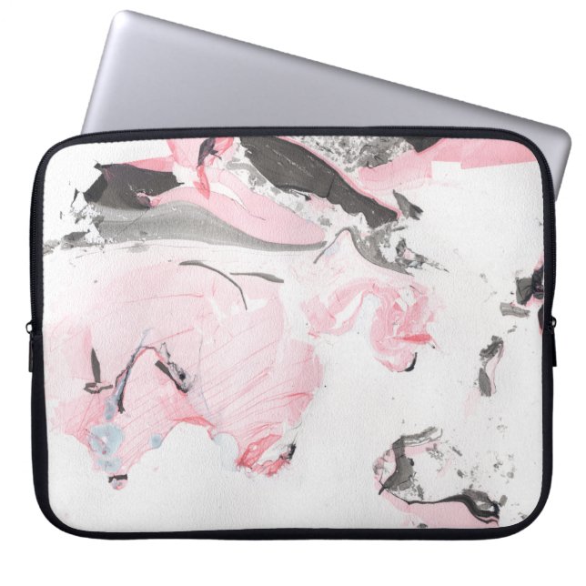 Rosa Black Marble: Hand plockade Laptop Fodral (Framsidan)