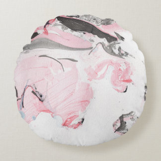 Rosa Black Marble: Hand plockade Rund Kudde