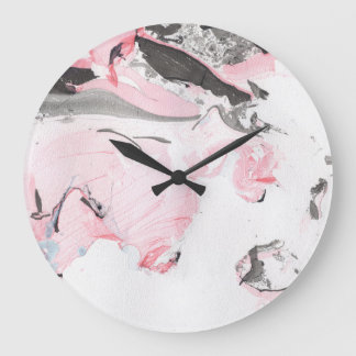 Rosa Black Marble: Hand plockade Stor Klocka