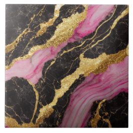 Rosa Black Marble Mönster med Guld Kakelplatta