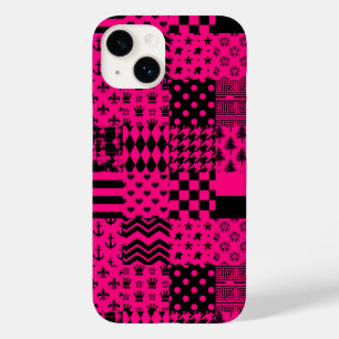 Rosa Black Mixed Mönster Patchwork Design