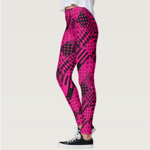 Rosa Black Mixed Mönster Patchwork Design Leggings