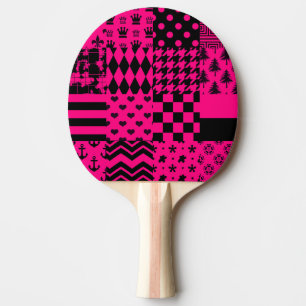 Rosa Black Mixed Mönster Patchwork Design Pingisracket