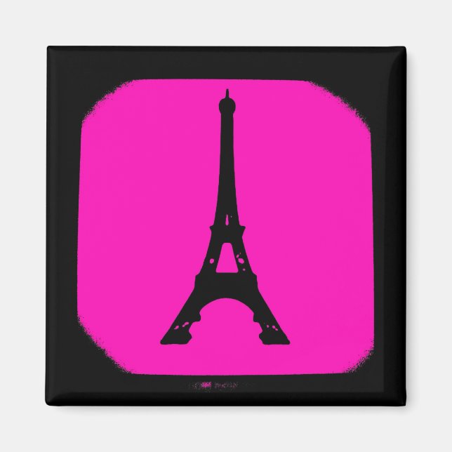 Rosa Black mode Paris Eiffel Torn magnet (Framsidan)