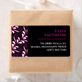 Rosa & Black Modern Elegant Girly Damask-mönster Fraktsedel