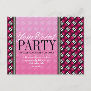 Rosa Black Modern Funk Party-inbjudningsmall Inbjudan Vykort