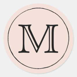  Rosa Black Monogram Brev Runt Klistermärke