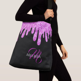 Rosa Black Monogram med skjutreglaget Glitter Axelväska
