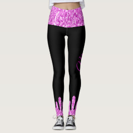Rosa Black Monogram med skjutreglaget Glitter Leggings