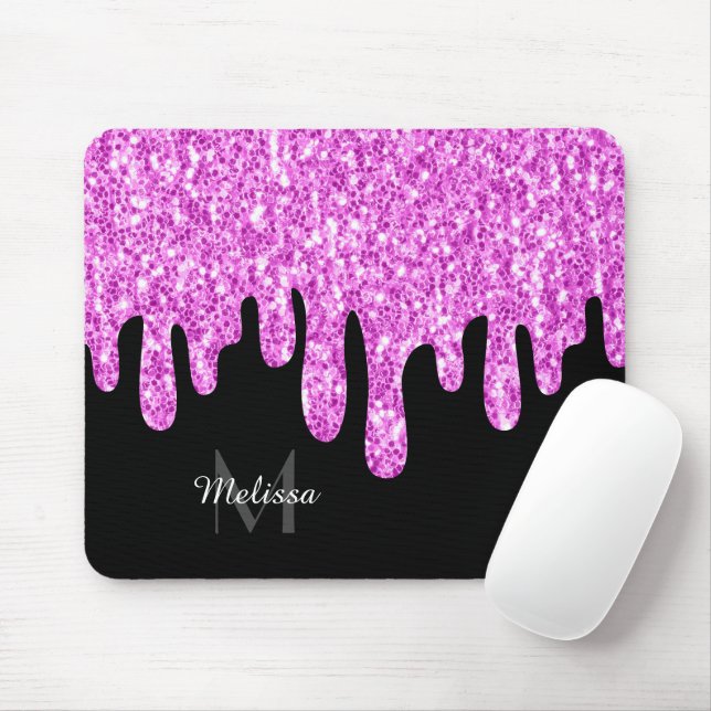 Rosa Black Monogram med skjutreglaget Glitter Musmatta (Med mus)