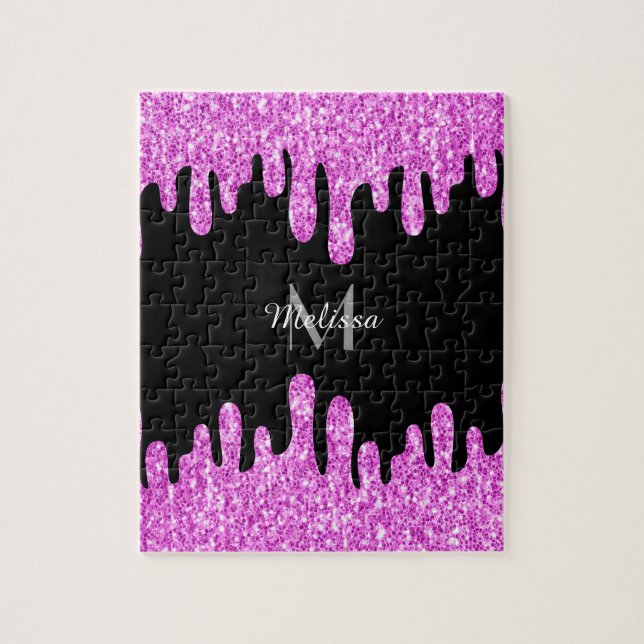 Rosa Black Monogram med skjutreglaget Glitter Pussel (Vertikal)