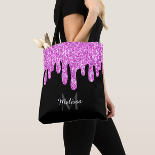 Rosa Black Monogram med skjutreglaget Glitter Tygkasse