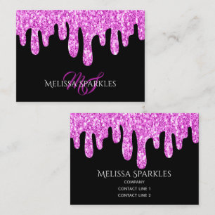 Rosa Black Monogram med skjutreglaget Glitter Visitkort