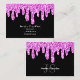 Rosa Black Monogram med skjutreglaget Glitter Visitkort