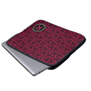 Rosa Black Mönster Monogram Tablet PC-dator Laptop Fodral