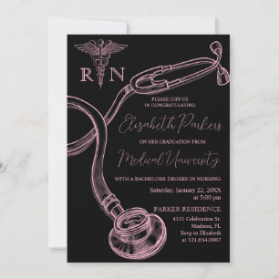 Rosa Black Nursing School Studentfest Inbjudningar