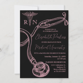 Rosa Black Nursing School Studentfest Inbjudningar