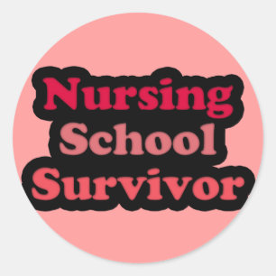 Rosa Black Nursing School Survivor Runt Klistermärke