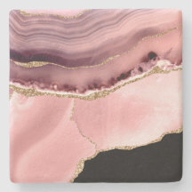 Rosa, Black och Guld Faux Agate