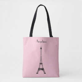 Rosa Black Paris Eiffel Torn med Namn Tygkasse