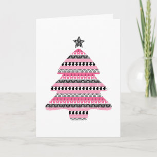 Rosa & Black Patchwork Julgran Helgkort