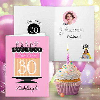 Rosa Black Peach Cake Thrilling 30års födelsedag-k Inbjudan