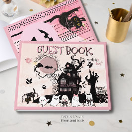 Rosa Black Peek a Boo Halloween Baby Shower Gästböcker