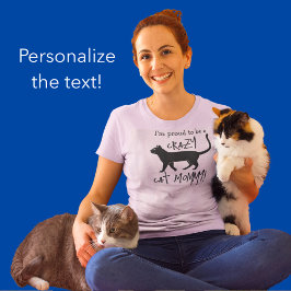 Rosa Black Personlig Crazy Cat Mamma T Shirt