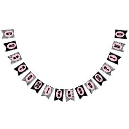 Rosa Black Polka Dot Bunting Flaggor Party bandero