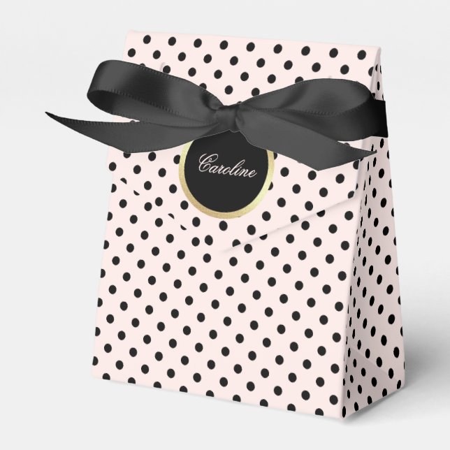  Rosa | Black Polka Dot Mönster Bröllop Presentaskar (Framsidan Sidan)