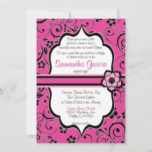 Rosa & Black Quinceañera Call, Sweet 15 Inbjudningar