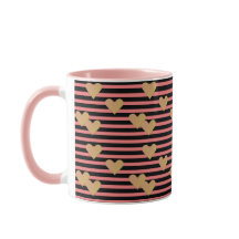 Rosa & Black Rand Valentine Mugg