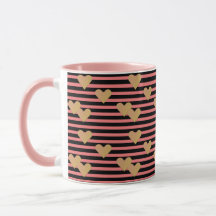 Rosa & Black Rand Valentine Mugg