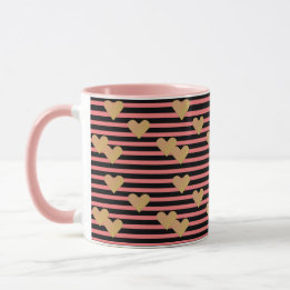 Rosa & Black Rand Valentine Mugg