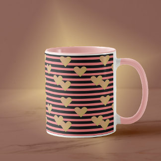 Rosa & Black Rand Valentine Mugg