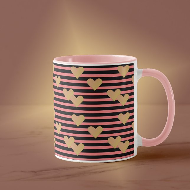 Rosa & Black Rand Valentine Mugg (Skapare uppladdad)