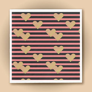 Rosa & Black Rand Valentine Papper Pappersservett