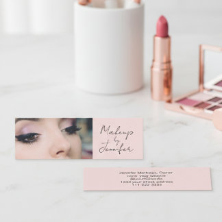  Rosa Black Script Photo Makeup Mini Visitkort