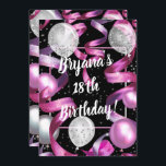 Rosa Black Silver Glitter Balloons Födelsedagsfest Inbjudningar<br><div class="desc">Anpassa för din händelse</div>